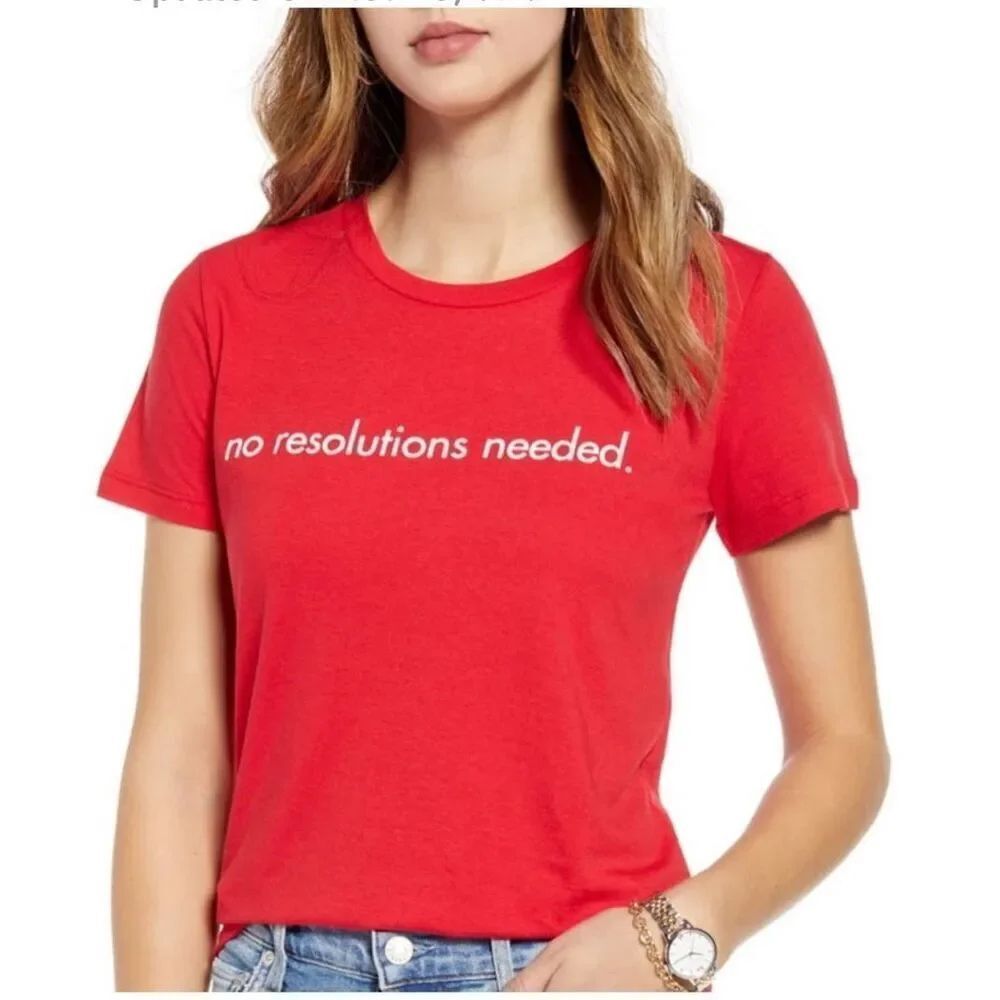 NWT Womens 1901 No Resolutions Needed New Year Graphic Tee Shirt - Sz XS